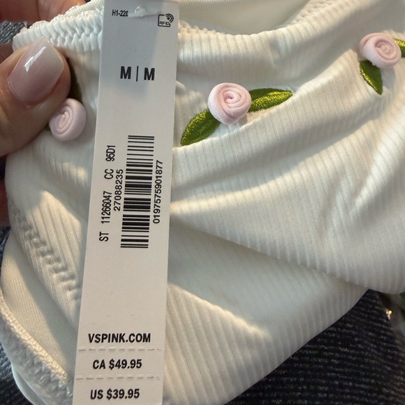 PINK Victoria's Secret White Floral Bikini Bottoms - Picture 4 of 5